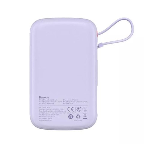 Baseus Powerbank Baseus Qpow Pro z kablem Lightning, USB-C, USB, 10000mAh, 20W (fioletowy) Baseus Powerbank Baseus Qpow Pro z kablem Lightning, USB-C, USB, 10000mAh, 20W (fioletowy)