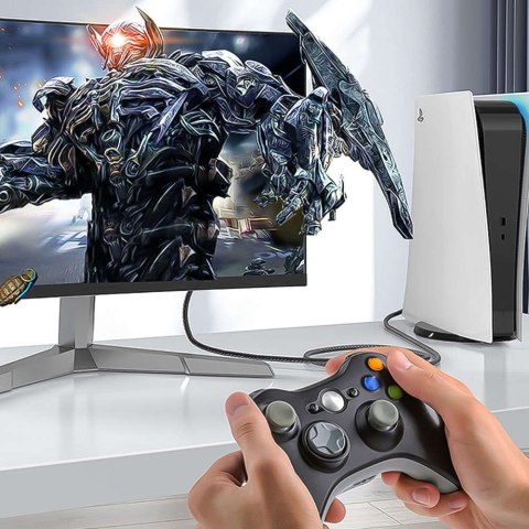 ProducentTymczasowy Kabel Przewód HDMI-HDMI 2.1 8K 60Hz 4K 120Hz do przekazywania obrazu i dźwięku Premium HQ 3m ProducentTymczasowy Kabel Przewód HDMI-HDMI 2.1 8K 60Hz 4K 120Hz do przekazywania obrazu i dźwięku Premium HQ 3m