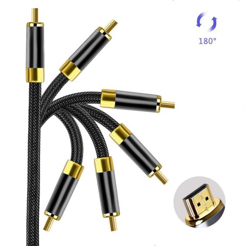 ProducentTymczasowy Kabel Przewód HDMI-HDMI 2.1 8K 60Hz 4K 120Hz do przekazywania obrazu i dźwięku Premium HQ 3m ProducentTymczasowy Kabel Przewód HDMI-HDMI 2.1 8K 60Hz 4K 120Hz do przekazywania obrazu i dźwięku Premium HQ 3m