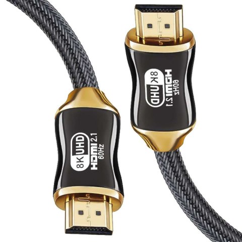 ProducentTymczasowy Kabel Przewód HDMI-HDMI 2.1 8K 60Hz 4K 120Hz do przekazywania obrazu i dźwięku Premium HQ 3m ProducentTymczasowy Kabel Przewód HDMI-HDMI 2.1 8K 60Hz 4K 120Hz do przekazywania obrazu i dźwięku Premium HQ 3m