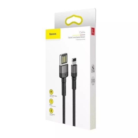 Baseus Kabel Lightning USB (dwustronny) Baseus Cafule 2,4A 1m (szaro-czarny) Baseus Kabel Lightning USB (dwustronny) Baseus Cafule 2,4A 1m (szaro-czarny)