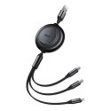 Baseus Kabel USB 3w1 Baseus Bright Mirror 2, micro USB / Lightning / USB-C, płaski, 3.5A, 1.1m (czarny)