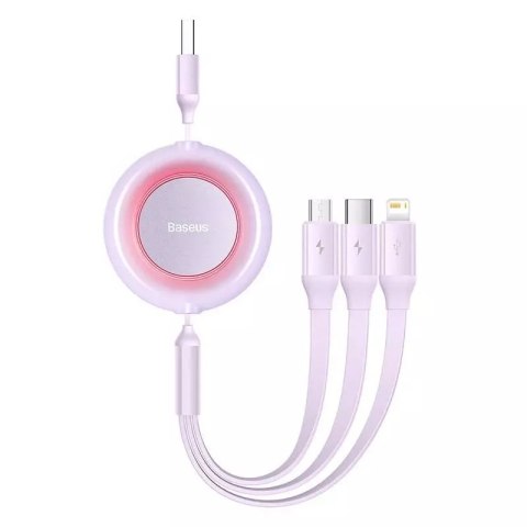 Baseus Kabel USB 3w1 Baseus Bright Mirror 2, micro USB / Lightning / USB-C, płaski, 3.5A, 1.1m (fioletowy) Baseus Kabel USB 3w1 Baseus Bright Mirror 2, micro USB / Lightning / USB-C, płaski, 3.5A, 1.1m (fioletowy)