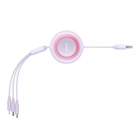 Baseus Kabel USB 3w1 Baseus Bright Mirror 2, micro USB / Lightning / USB-C, płaski, 3.5A, 1.1m (fioletowy) Baseus Kabel USB 3w1 Baseus Bright Mirror 2, micro USB / Lightning / USB-C, płaski, 3.5A, 1.1m (fioletowy)