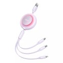 Baseus Kabel USB 3w1 Baseus Bright Mirror 2, micro USB / Lightning / USB-C, płaski, 3.5A, 1.1m (fioletowy)
