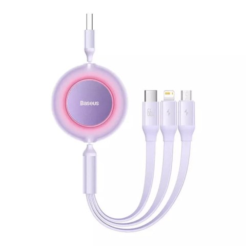 Baseus Kabel USB 3w1 Baseus Bright Mirror 3, micro USB / Lightning / USB-C, 66W / 2A, 1.1m (fioletowy) Baseus Kabel USB 3w1 Baseus Bright Mirror 3, micro USB / Lightning / USB-C, 66W / 2A, 1.1m (fioletowy)