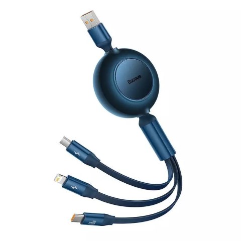 Baseus Kabel USB 3w1 Baseus Bright Mirror 3, micro USB / Lightning / USB-C, 66W / 2A, 1.1m (niebieski) Baseus Kabel USB 3w1 Baseus Bright Mirror 3, micro USB / Lightning / USB-C, 66W / 2A, 1.1m (niebieski)