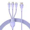 Baseus Kabel USB 3w1 Baseus Flash II, USB-C + micro USB + Lightning, 66W, 1.2m (fioletowy)