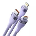 Baseus Kabel USB 3w1 Baseus Flash II, USB-C + micro USB + Lightning, 66W, 1.2m (fioletowy)
