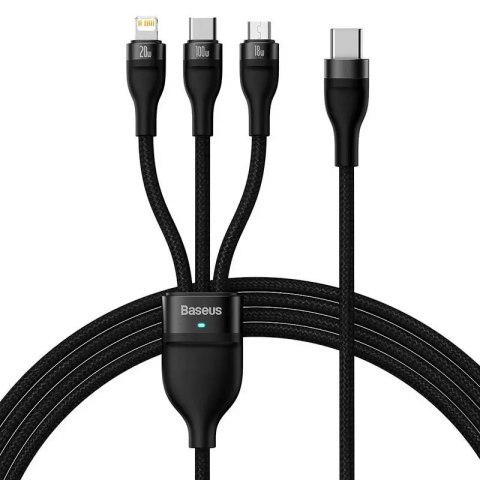 Baseus Kabel USB 3w1 Baseus Flash Series 2, USB-C + micro USB + Lightning, 100W, 1.5m (czarny) Baseus Kabel USB 3w1 Baseus Flash Series 2, USB-C + micro USB + Lightning, 100W, 1.5m (czarny)