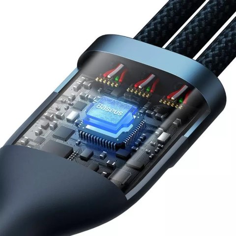 Baseus Kabel USB 3w1 Baseus Flash Series, USB-C + micro USB + Lightning, 100W, 1.2m (niebieski) Baseus Kabel USB 3w1 Baseus Flash Series, USB-C + micro USB + Lightning, 100W, 1.2m (niebieski)