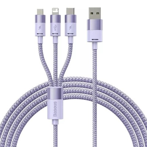 Baseus Kabel USB 3w1 Baseus StarSpeed, USB-C + micro USB + Lightning, 3,5A, 1.2m (fioletowy) Baseus Kabel USB 3w1 Baseus StarSpeed, USB-C + micro USB + Lightning, 3,5A, 1.2m (fioletowy)