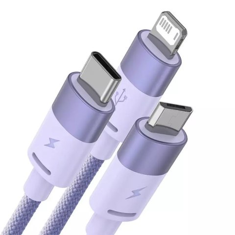 Baseus Kabel USB 3w1 Baseus StarSpeed, USB-C + micro USB + Lightning, 3,5A, 1.2m (fioletowy) Baseus Kabel USB 3w1 Baseus StarSpeed, USB-C + micro USB + Lightning, 3,5A, 1.2m (fioletowy)