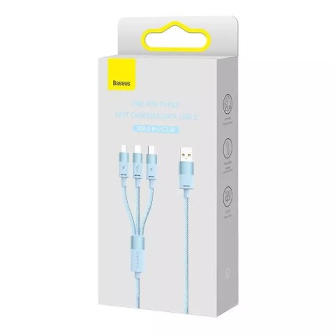 Baseus Kabel USB 3w1 Baseus StarSpeed, USB-C + micro USB + Lightning, 3,5A, 1.2m (niebieski) Baseus Kabel USB 3w1 Baseus StarSpeed, USB-C + micro USB + Lightning, 3,5A, 1.2m (niebieski)