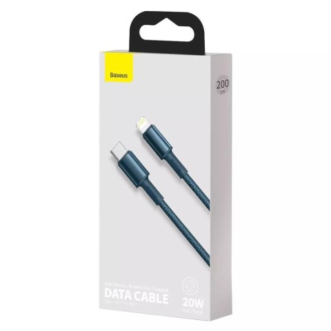 Baseus Kabel USB-C do Lightning Baseus High Density Braided, 20W, 5A, PD, 2m (niebieski) Baseus Kabel USB-C do Lightning Baseus High Density Braided, 20W, 5A, PD, 2m (niebieski)