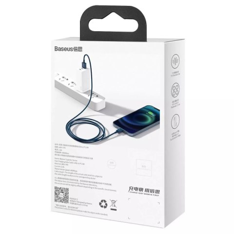 Baseus Kabel USB do Lightning Baseus Superior Series, 2.4A, 1m (niebieski) Baseus Kabel USB do Lightning Baseus Superior Series, 2.4A, 1m (niebieski)