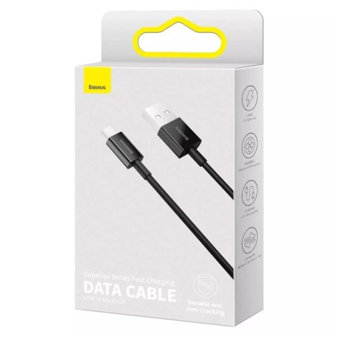 Baseus Kabel USB do micro USB Baseus Superior Series, 2A, 2m (czarny) Baseus Kabel USB do micro USB Baseus Superior Series, 2A, 2m (czarny)