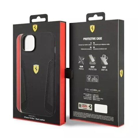 Ferrari Eti na telefon Ferrari FEHCP14MRBUK do Apple iPhone 14 Plus 6,7" czarny/black hardcase Leather Stamp Sides Ferrari Eti na telefon Ferrari FEHCP14MRBUK do Apple iPhone 14 Plus 6,7" czarny/black hardcase Leather Stamp Sides