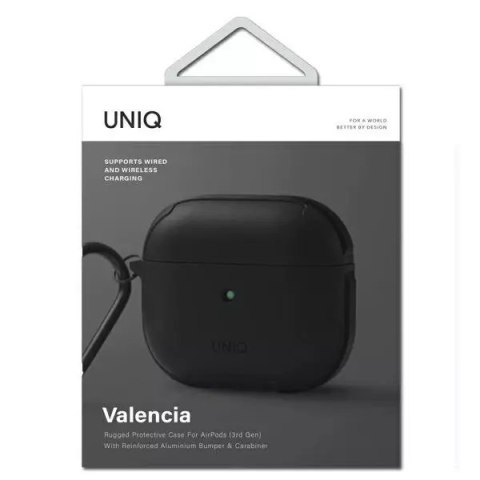 UNIQ Etui ochronne na słuchawki UNIQ etui Valencia do Apple AirPods 3 czarny/midnight black Antimicrobial UNIQ Etui ochronne na słuchawki UNIQ etui Valencia do Apple AirPods 3 czarny/midnight black Antimicrobial