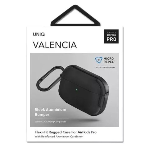 UNIQ Etui ochronne na słuchawki UNIQ etui Valencia do Apple AirPods Pro czarny/midnight black Antimicrobial UNIQ Etui ochronne na słuchawki UNIQ etui Valencia do Apple AirPods Pro czarny/midnight black Antimicrobial