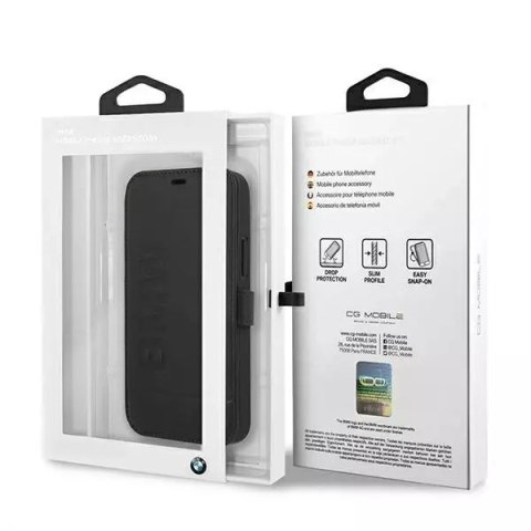 BMW Etui na telefon BMW BMFLBKP12SSLLBK do Apple iPhone 12 Mini 5,4" czarny/black book Signature BMW Etui na telefon BMW BMFLBKP12SSLLBK do Apple iPhone 12 Mini 5,4" czarny/black book Signature