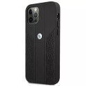 BMW Etui na telefon BMW BMHCP12LRSPPK do Apple iPhone 12 Pro Max 6,7" czarny/black hardcase Leather Curve Perforate