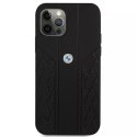 BMW Etui na telefon BMW BMHCP12LRSPPK do Apple iPhone 12 Pro Max 6,7" czarny/black hardcase Leather Curve Perforate