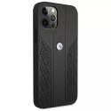BMW Etui na telefon BMW BMHCP12LRSPPK do Apple iPhone 12 Pro Max 6,7" czarny/black hardcase Leather Curve Perforate