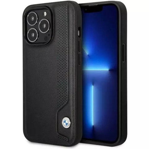 BMW Etui na telefon BMW BMHCP14X22RBDK do Apple iPhone 14 Pro Max 6,7" czarny/black hardcase Leather Blue Dots BMW Etui na telefon BMW BMHCP14X22RBDK do Apple iPhone 14 Pro Max 6,7" czarny/black hardcase Leather Blue Dots