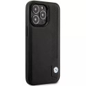 BMW Etui na telefon BMW BMHCP14X22RBDK do Apple iPhone 14 Pro Max 6,7" czarny/black hardcase Leather Blue Dots