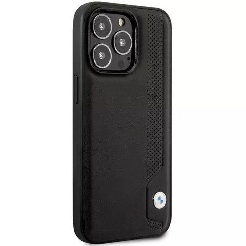 BMW Etui na telefon BMW BMHCP14X22RBDK do Apple iPhone 14 Pro Max 6,7" czarny/black hardcase Leather Blue Dots BMW Etui na telefon BMW BMHCP14X22RBDK do Apple iPhone 14 Pro Max 6,7" czarny/black hardcase Leather Blue Dots