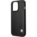 BMW Etui na telefon BMW BMHCP14X22RBDK do Apple iPhone 14 Pro Max 6,7" czarny/black hardcase Leather Blue Dots