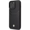 BMW Etui na telefon BMW BMHCP14X22RSEPK do Apple iPhone 14 Pro Max 6,7" czarny/black Leather Card Slot