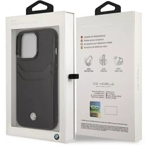 BMW Etui na telefon BMW BMHCP14X22RSEPK do Apple iPhone 14 Pro Max 6,7" czarny/black Leather Card Slot BMW Etui na telefon BMW BMHCP14X22RSEPK do Apple iPhone 14 Pro Max 6,7" czarny/black Leather Card Slot