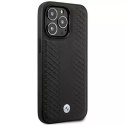 BMW Etui na telefon BMW BMHMP14L22RFGK do Apple iPhone 14 Pro 6,1" czarny/black Leather Diamond Pattern MagSafe