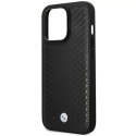 BMW Etui na telefon BMW BMHMP14L22RFGK do Apple iPhone 14 Pro 6,1" czarny/black Leather Diamond Pattern MagSafe