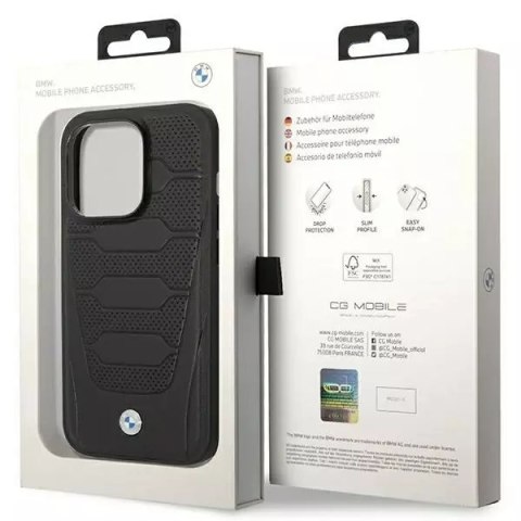 BMW Etui na telefon BMW BMHMP14L22RPSK do Apple iPhone 14 Pro 6,1" czarny/black Leather Seats Pattern MagSafe BMW Etui na telefon BMW BMHMP14L22RPSK do Apple iPhone 14 Pro 6,1" czarny/black Leather Seats Pattern MagSafe