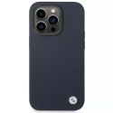 BMW Etui na telefon BMW BMHMP14LSILNA do Apple iPhone 14 Pro 6,1" granatowy/navy Silicone Metal Logo MagSafe