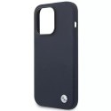 BMW Etui na telefon BMW BMHMP14LSILNA do Apple iPhone 14 Pro 6,1" granatowy/navy Silicone Metal Logo MagSafe