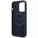 BMW Etui na telefon BMW BMHMP14LSILNA do Apple iPhone 14 Pro 6,1" granatowy/navy Silicone Metal Logo MagSafe