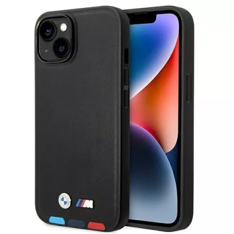 BMW Etui na telefon BMW BMHMP14M22PTDK do Apple iPhone 14 Plus 6,7" czarny/black Leather Stamp Tricolor Magsafe BMW Etui na telefon BMW BMHMP14M22PTDK do Apple iPhone 14 Plus 6,7" czarny/black Leather Stamp Tricolor Magsafe