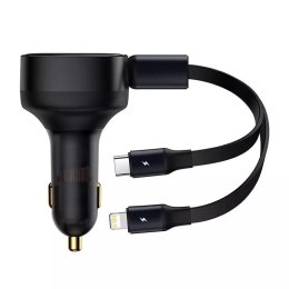 Baseus Ładowarka samochodowa Baseus Enjoyment z kablami USB-C + Lightning 3A, 30W (czarna)