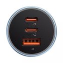 Baseus Ładowarka samochodowa Baseus Golden Contactor Pro, 2x USB-C, 1x USB, 65W (niebieska)