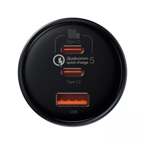 Baseus Ładowarka samochodowa Baseus Qualcomm, USB, 2x USB-C, 160W (szara) Baseus Ładowarka samochodowa Baseus Qualcomm, USB, 2x USB-C, 160W (szara)