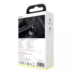 Baseus Ładowarka samochodowa Baseus z wyświetlaczem, 2x USB, 4,8A, 24W (srebrna)