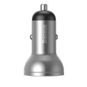 Baseus Ładowarka samochodowa Baseus z wyświetlaczem, 2x USB, 4,8A, 24W (srebrna)