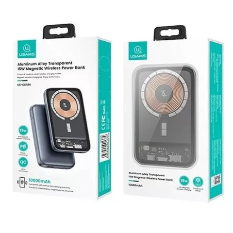Usams USAMS Powerbank PB67 10000mAh 15W QC3.0+PD Magnetic Wireless Fast Charge stalowy/tarnish 10KCD18401 (US-CD184) Usams USAMS Powerbank PB67 10000mAh 15W QC3.0+PD Magnetic Wireless Fast Charge stalowy/tarnish 10KCD18401 (US-CD184)