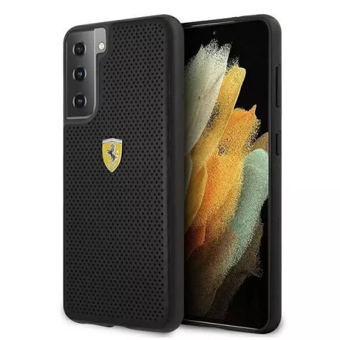 Ferrari Etui na telefon Ferrari Hardcase do Samsung Galaxy S21 Plus czarny/black hardcase On Track Perforated