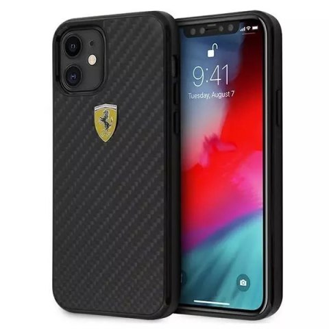 Ferrari Etui na telefon Ferrari iPhone 12 mini 5,4" czarny/black hardcase On Track Real Carbon
