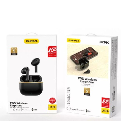 Dudao Słuchawki bezprzewodowe Dudao U15H TWS Bluetooth 5.1 czarny Dudao Słuchawki bezprzewodowe Dudao U15H TWS Bluetooth 5.1 czarny